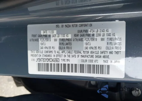 2021 Mazda Cx-5 Carbon Edition z USA, uszkodzony, nr VIN JM3KFBCM3M0342993